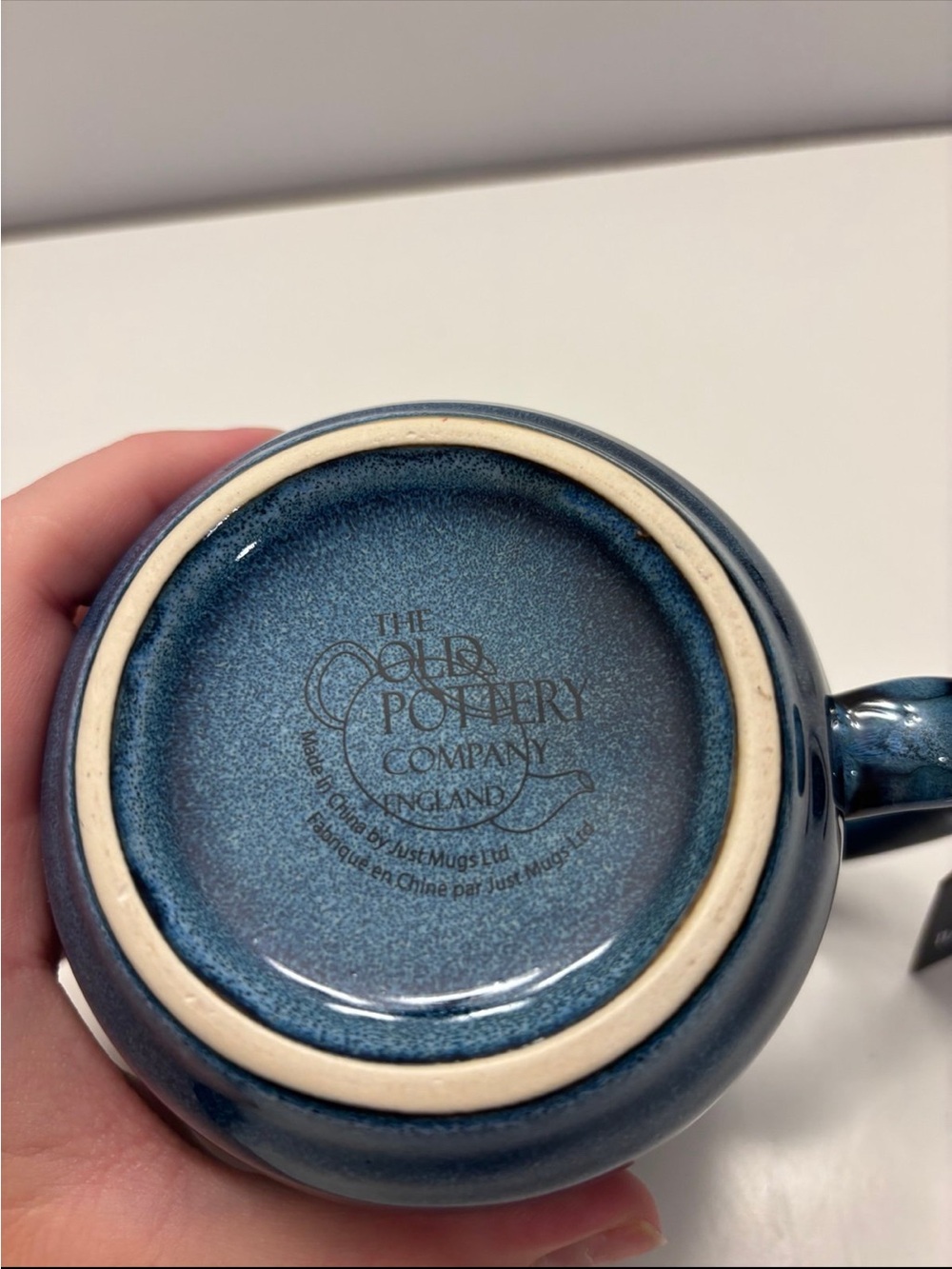 NWT The Old Pottery Company Coffee Mug Tea Cup Handcrafted 14 Oz Blue - Picture 6 of 6